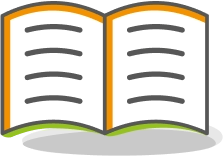 Symbolgrafik für Software-Benutzerdoku, ein stilisiertes Handbuch