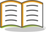 Symbolgrafik für Software-Benutzerdoku, ein stilisiertes Handbuch